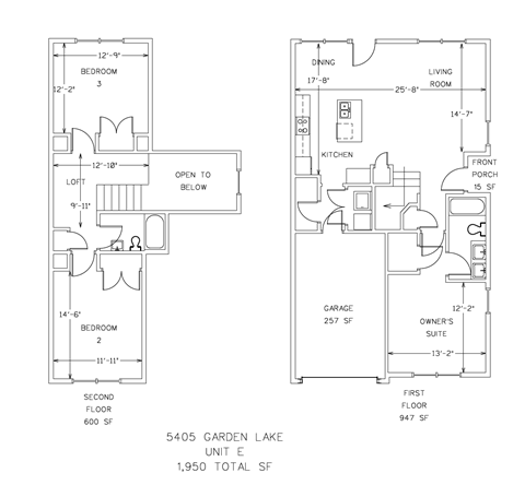 Floor plan for 3 beds, 2.5 baths, 1950 sqft
